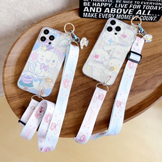 เคสโทรศัพท์มือถือ ลายการ์ตูน Cinnamoroll น่ารัก พร้อมสายคล้องยาว และสายคล้องมือ สําหรับ Xiaomi Poco C50 Xiaomi Redmi 4A 5 5A 6 6 Pro A1 A1 Plus S2 Y2 4X 6A 5 Plus Xiaomi Redmi Note 5