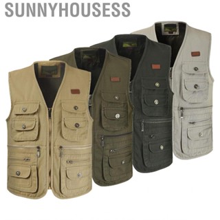 Sunnyhousess Vest  Multi Pockets V Neck Cotton Soft Breathable Cargo for Outdoor