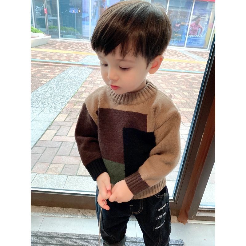 เสื้อกันหนาว ผ้าถัก แบบหนา แบบสวมหัว แฟชั่นฤดูหนาว สําหรับเด็กผู้ชาย
