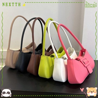 Nextth กระเป๋าถือ กระเป๋าสะพายไหล่ หนัง PU สีพื้น สําหรับสตรี