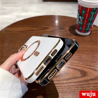 Wuju เคสโทรศัพท์มือถือ ซิลิโคนนิ่ม กันกระแทก กรอบแม่เหล็ก หรูหรา สําหรับ iPhone 17 11 12 13 14 15 16 Pro Max Plus Air