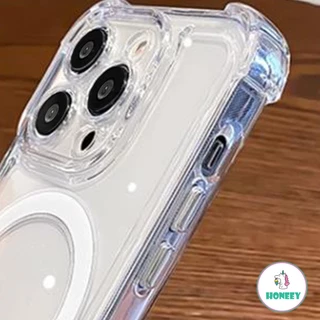 4 มุมเกราะกันกระแทกเคสโทรศัพท์ใสสําหรับ IPhone 17 16 15 Pro Max 14 13 12 11 Pro Max Xr Xs 7 8Plus แม่เหล็กชาร์จไร้สายฝาครอบ