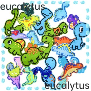 Eucalytus1 แผ่นแพทช์เหล็ก ลายไดโนเสาร์ สําหรับซ่อมแซมเสื้อผ้า DIY 26 ชิ้น