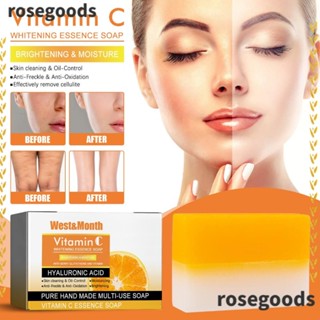 Rosegoods1 สบู่วิตามินซี ไวท์เทนนิ่ง กําจัดจุดด่างดํา ทําความสะอาดล้ําลึก ป้องกันกระ ให้ความชุ่มชื้น กระชับสัดส่วน สบู่แฮนด์เมด