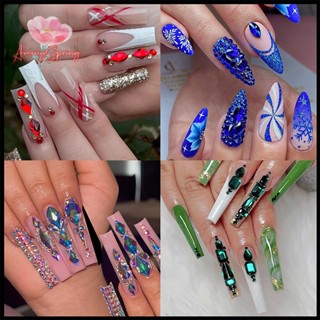 Amongspring&gt; ชุดเครื่องประดับ พลอยเทียม รูปเล็บ