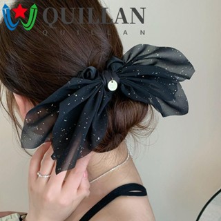 Quillan Scrunchies สําหรับผู้หญิง, แหวนโบว์ตาข่ายผม, จุดแวววาว ยืดหยุ่น ชีฟอง ที่ใส่ผมหางม้า ผู้หญิง