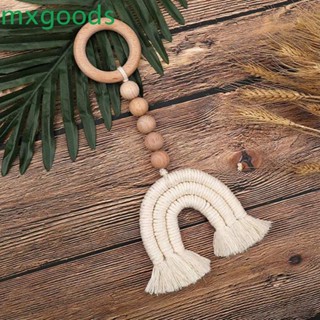 Mxgoods สายเชือกถักผ้าฝ้าย ประดับลูกปัดไม้ สําหรับแขวนตกแต่งผนังห้องเด็ก|พู่ เครื่องประดับ สําหรับงานปาร์ตี้