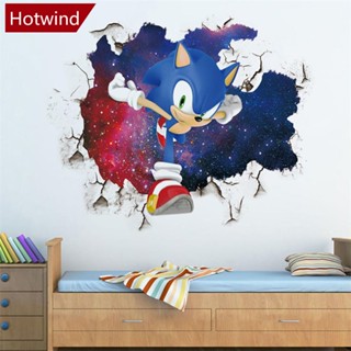 Hotwind สติกเกอร์วอลเปเปอร์ PVC ลายการ์ตูนโซนิค 3D สําหรับตกแต่งผนังห้องนอน E3H7