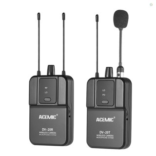 Audioworld ไมโครโฟนไร้สาย ACEMIC DV-20 UHF ระยะ 50 เมตร พร้อมตัวส่ง และตัวรับสัญญาณ สําหรับกล้อง DSLR สัมภาษณ์ บันทึกเสียง