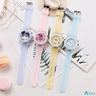 Sanrio Kids Fruit Clear Watch แสงส่องสว่างแฟลชนาฬิกา Kitty Melody นาฬิกาเด็ก Lighting Watch TH1