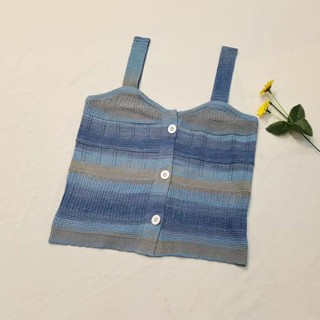 เสื้อสายเดี่ยว ผ้าวูลถัก ลายทาง สีรุ้ง ขนาดเล็ก