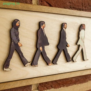 ภาพจิตรกรรมฝาผนัง กรอบไม้ ลาย Piqging The Beatles Abbey Road สําหรับตกแต่งบ้าน สํานักงาน