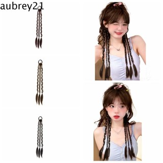 Aubrey1 วิกผมถักเปีย ไฟเบอร์สังเคราะห์ ทนความร้อน สีน้ําตาล สีดํา สําหรับผู้หญิง