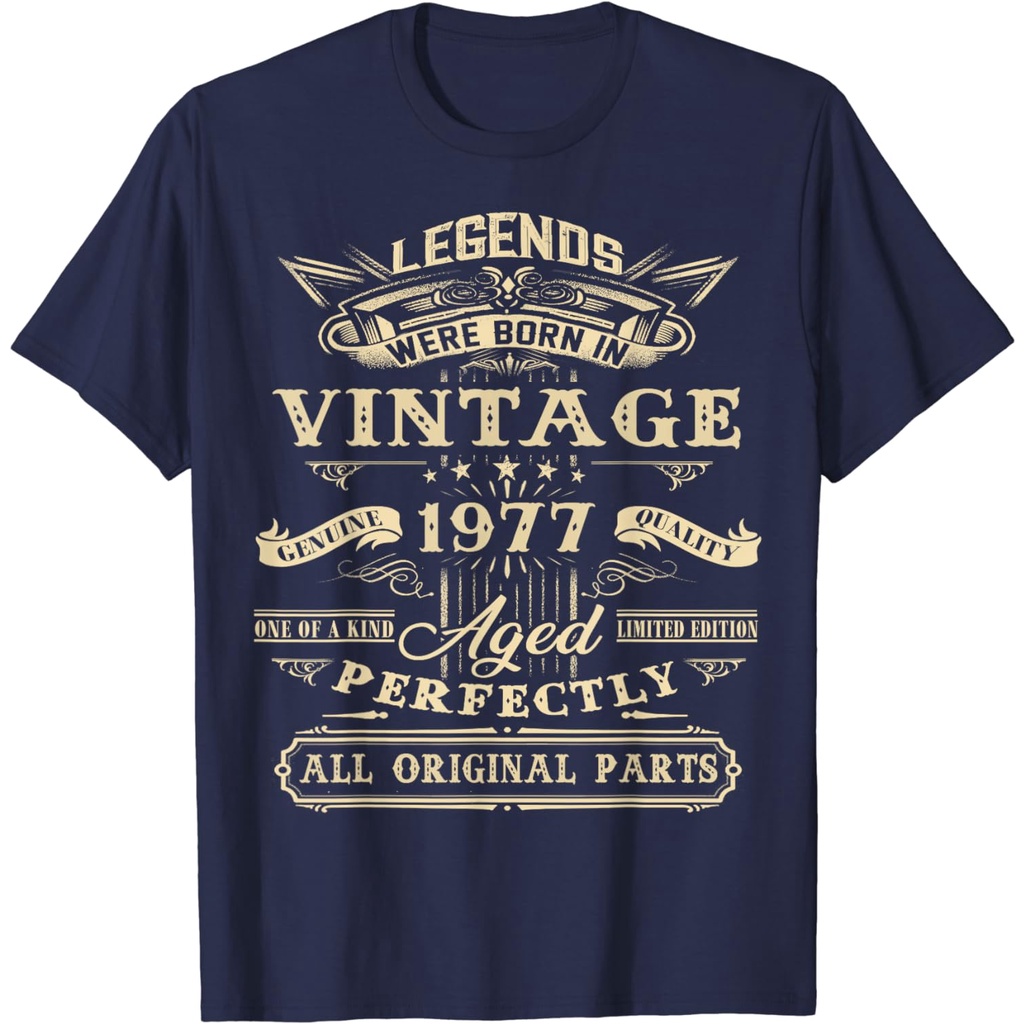 46th Birthday For Legends Born 1977 46 Yrs Old Vintage เสื้อยืด