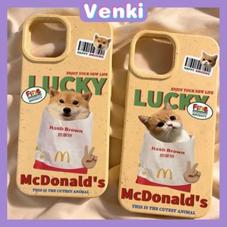 VENKI - เข้ากันได้สำหรับ เคสไอโฟน เคสไอโฟน11 เคส iphone 11กรณีเป็นมิตรกับสิ่งแวดล้อมย่อยสลายได้สีเหลืองกันกระแทกน่ารักลูกสุนัขลูกแมวภาษาอังกฤษเข้ากันได้กับ iPhone 14 PRO MAX 13 PRO MAX 12 11Pro MAX XR XS 7 8 PLUS