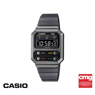 CASIO นาฬิกาข้อมือ CASIO รุ่น A100WEGG-1ADF วัสดุสเตนเลสสตีล สีดำ