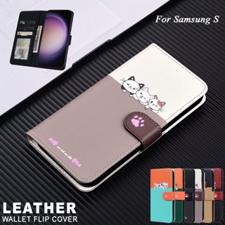 เคสหนัง ฝาพับ พร้อมช่องใส่บัตร สําหรับ Samsung Galaxy A54 A24 A34 A14 A53 A23 A13