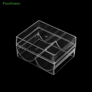 (Plusflower) ใหม่ กล่องพลาสติกอะคริลิคใส แบบพกพา สําหรับใส่ชิปโป๊กเกอร์ คาสิโน 40 ชิ้น