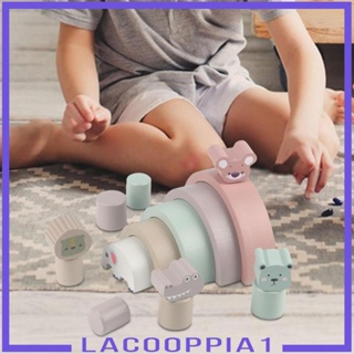 [Lacooppia1] ของเล่นไม้ปริศนา Montessori Stacking สีรุ้ง เสริมการเรียนรู้ประสาทสัมผัส สําหรับเด็กผู้ชาย เด็กวัยหัดเดิน