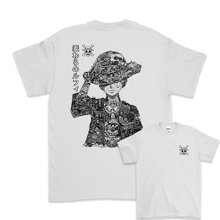 เสื้อยืด พิมพ์ลายอนิเมะ One Piece Luffy BW V2 12 สําหรับผู้ชาย