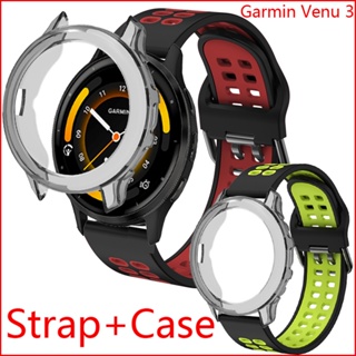 สายนาฬิกาข้อมือซิลิโคน สีดํา แบบเปลี่ยน สําหรับ Garmin Venu 3 Garmin Venu3