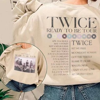 เสื้อยืดแขนสั้นลําลอง คอกลม มีฮู้ด พิมพ์ลาย Kpop Twice READY TO BE Momo Sana Mina Lim Na Yeon Son Chae Youn Park Ji Hyo แฟชั่นคู่รัก สําหรับผู้ชาย และผู้หญิง
