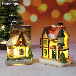 Forevergo โคมไฟ LED เรซิน รูปหมู่บ้านจิ๋ว ของขวัญคริสต์มาส สําหรับตกแต่งบ้าน Q7W4