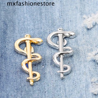 Mxfashione เข็มกลัดเมจิก รูปงู สีดํา ทอง เงิน น่ารัก เคลือบไฟฟ้า