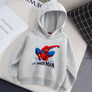 เสื้อกันหนาว มีฮู้ด ลาย Marvel Spiderman แฟชั่นฤดูหนาว สําหรับเด็กผู้ชาย