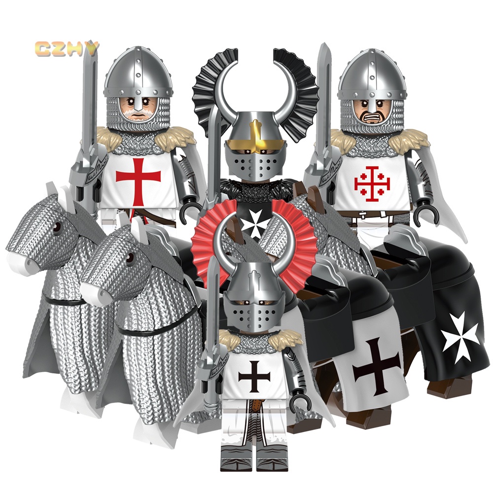อัศวิน Templar War Horse Holy Sepullcher Teutonic Knights Hospeller Building Block รูปเด็กของเล่นเพื