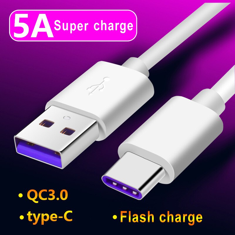 สายชาร์จเร็ว Type C Android iOS ยาว 0.5/1/1.5/2/3เมตร Super Fast Charging Cable สายชาร์จ5A สำหรับมือถือ
