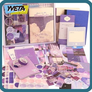 Yveta สติกเกอร์กระดาษวาชิ PET สีม่วง DIY