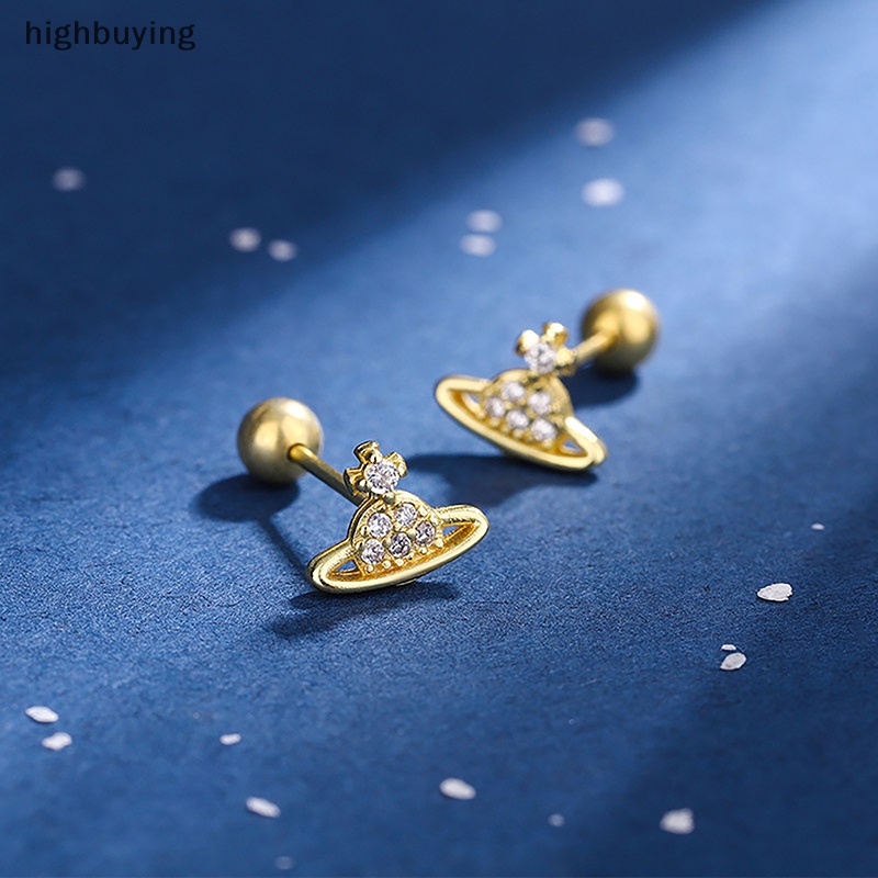 [highbuying] 1 คู่ คริสตัลเพทาย ต่างหูสตั๊ด ดาวเคราะห์ สําหรับผู้หญิง บุคลิกภาพ สกรู ต่างหูกระดูกอ่อน กระดูกอ่อน เกลียว เครื่องประดับใหม่ พร้อมส่ง