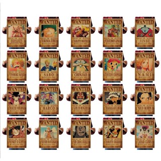 สติกเกอร์โปสการ์ด หนัง ลายอนิเมะ One Piece สไตล์เรโทร สําหรับตกแต่งผนัง