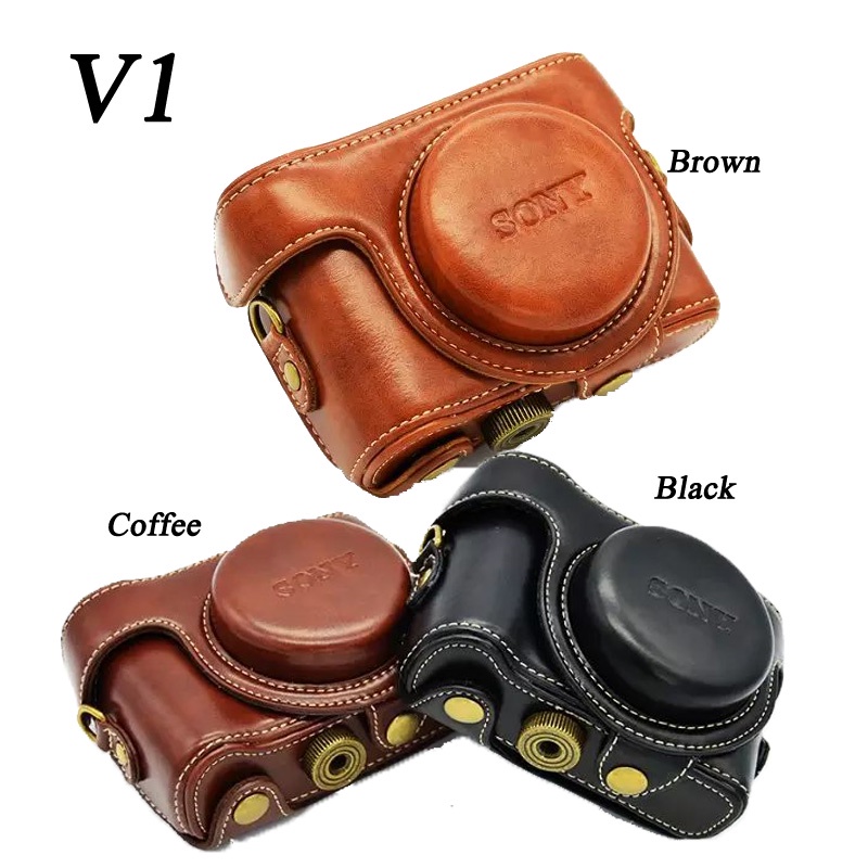 กระเป๋ากล้องหนัง PU สําหรับ Sony RX100 RX100 II III RX100 IV V RX100 VI กระเป๋ากล้องพร้อมสายคล้อง