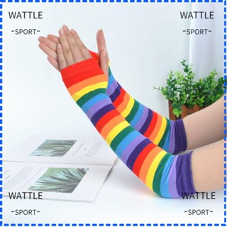 Wattle ปลอกแขน แบบสวมนิ้ว ผู้หญิง สีรุ้ง ข้อศอก เครื่องแต่งกายฮาโลวีน ถุงมือ