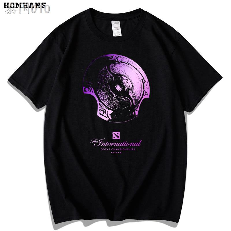 อ่อนนุ่ม 6 เสื้อยืดคอกลม010สีแดง Han DOTA2 TI9 แขนสั้นผ้าฝ้ายเสื้อยืด International Invitational Cha