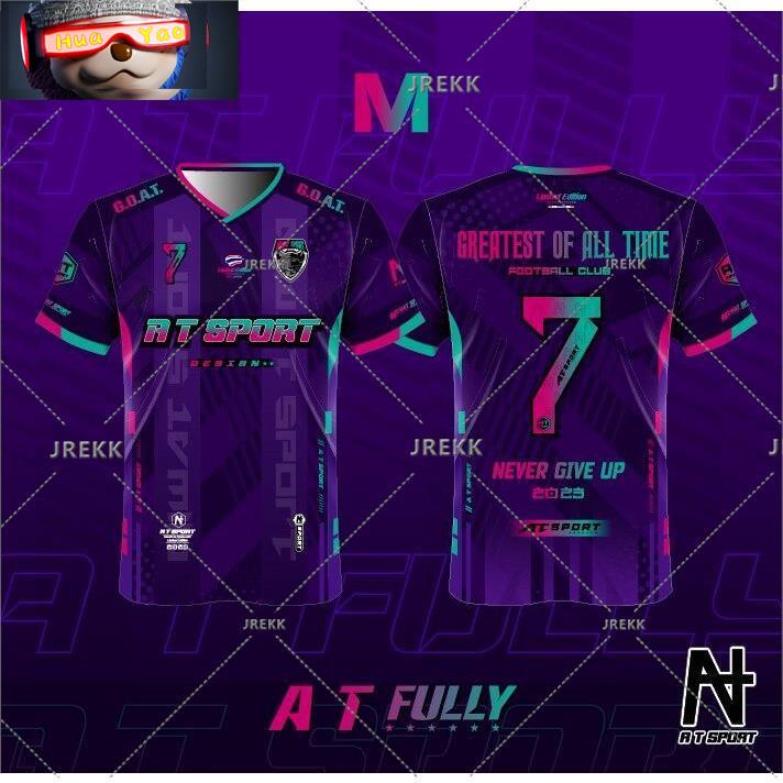 เสื้อพิมพ์ลาย A T SPORT รุ่น A T FULLY เสื้อกีฬาพิมพ์ลายใส่ออกกำลังกาย[สีม่วง 5-9 เบอร์]