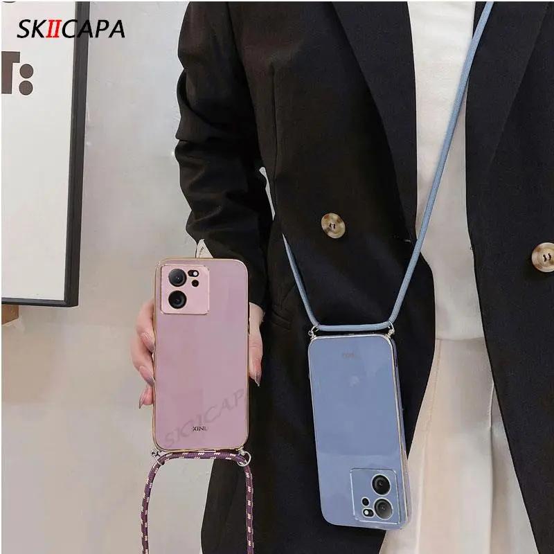 เคสโทรศัพท์ซิลิโคน TPU แบบนิ่ม พร้อมสายคล้องคอ สําหรับ Xiaomi 13T Pro 12T 11T 10T Xiaomi Mi 13T