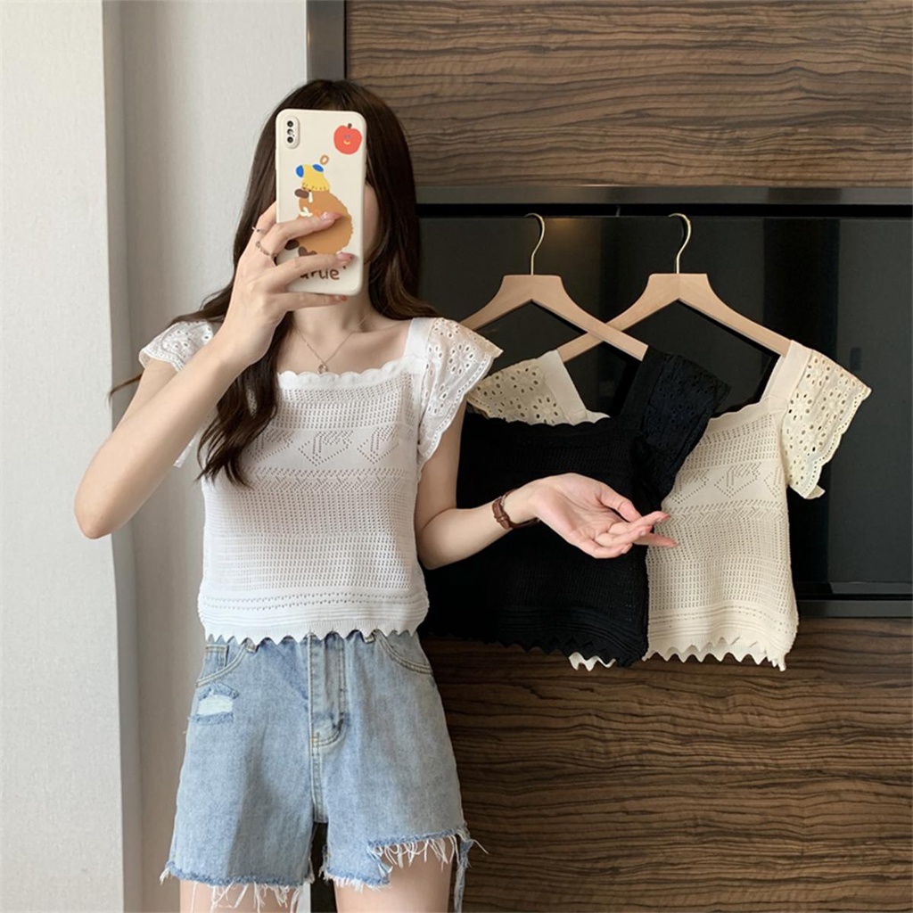 👚Konw👚❤️75369❤️ เสื้อกล้ามถักลูกไม้ งานโบฮีเมียนสไตล์ เสื้อถักลูกไม้ น่ารักดูดีแบบคุณหนู แฟชั่นเกาหล