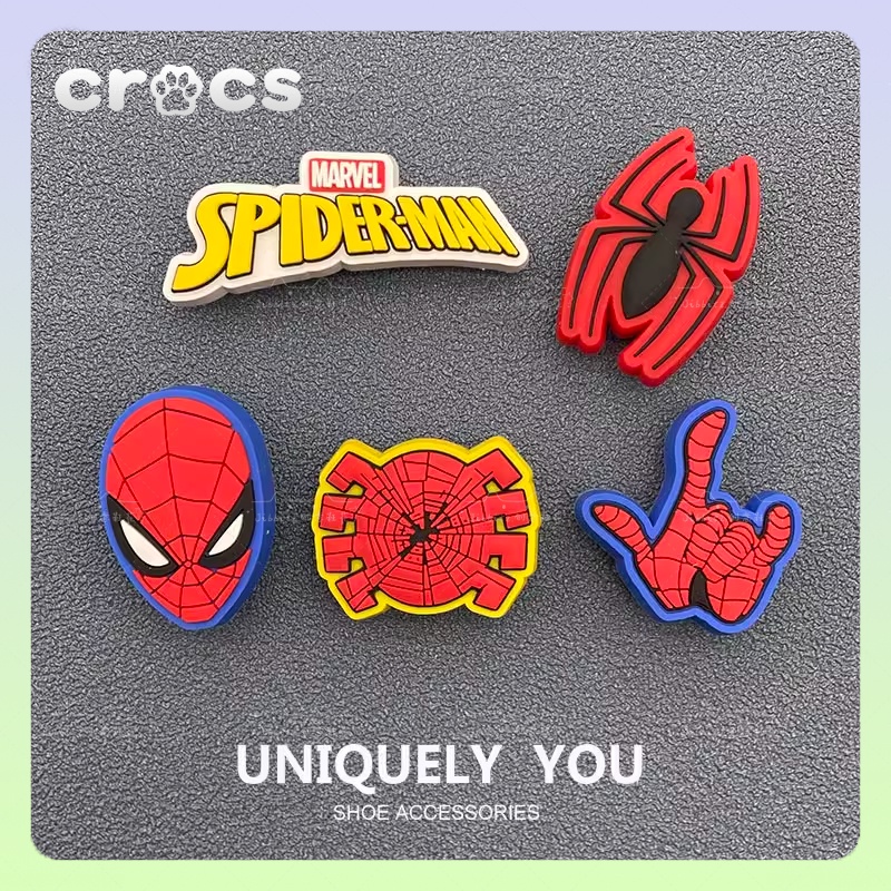 jibbitz crocs Spider Man หัวเข็มขัด รูปการ์ตูนสไปเดอร์แมน ตัวติดรองเท้า crocs อุปกรณ์เสริม สําหรับตกแต่งรองเท้า crocs jibbitz crocs เกาหลี