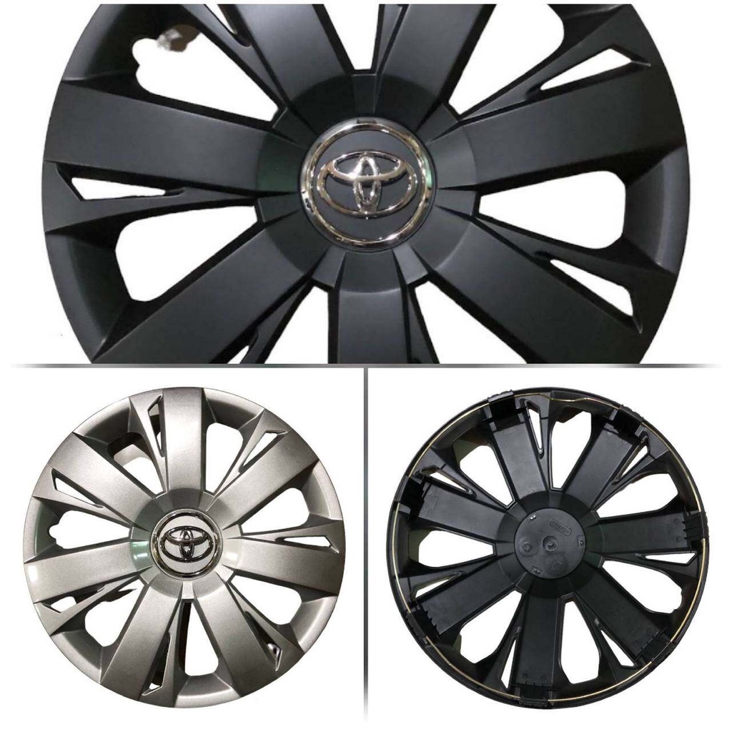 จัดส่งไว Wheel Cover ฝาครอบกระทะล้อ มี สีบรอนซ์ สีดำ ขอบ R 14 15 16 นิ้ว ลาย Toyota Logo w7 (1 ชุด มี 4 ฝา)