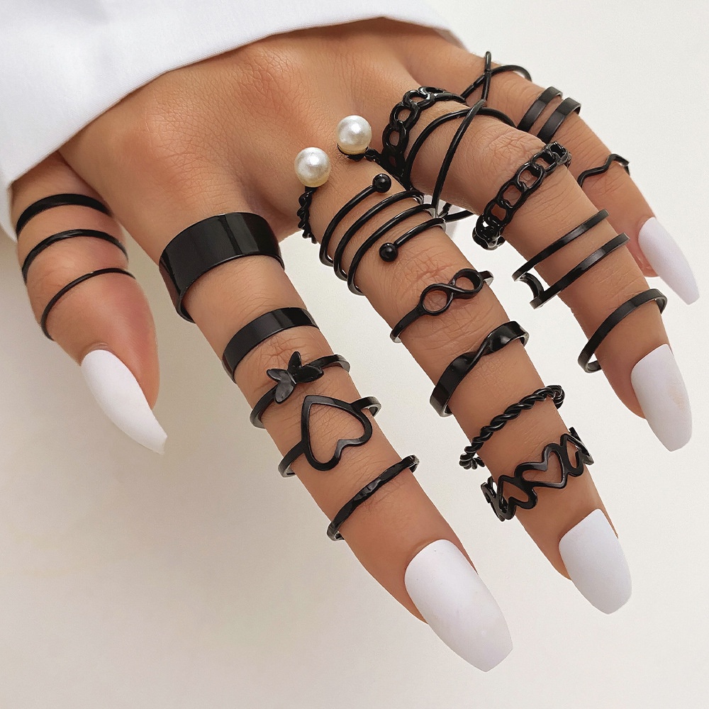 พร้อมส่ง ชุดเครื่องประดับ แหวนเปิด ลายผีเสื้อ หมุนได้ ปรับได้ สไตล์ยุโรป อเมริกา 22 ชิ้น ต่อชิ้น