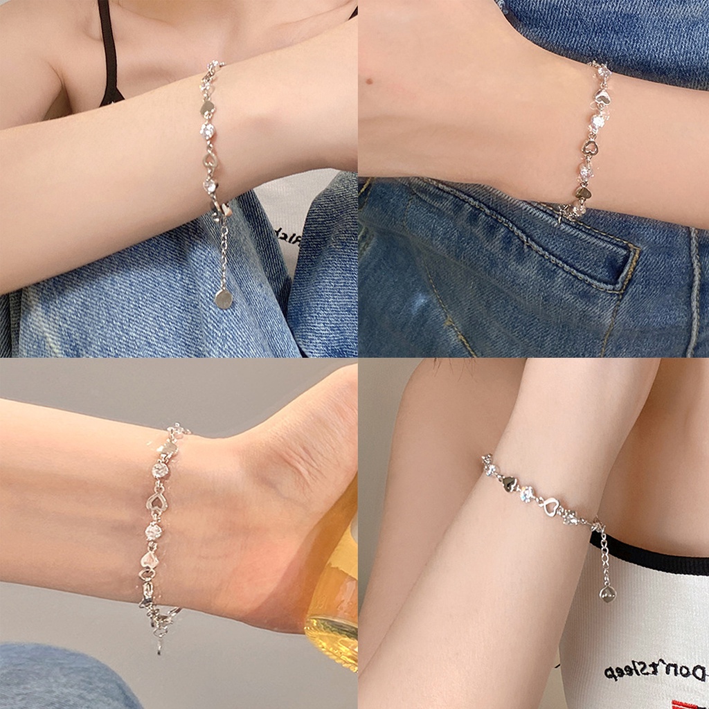 1ชิ้นแฟชั่นหัวใจหวานกลวงสร้อยข้อมือปรับลิงค์เครื่องประดับมือของขวัญรักกําไลโซ่