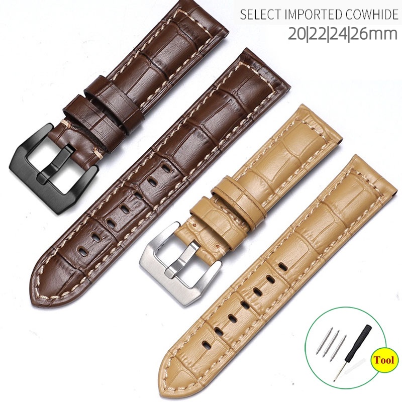 สายนาฬิกาข้อมือหนังวัว 20/22 มม. 24 มม. 26 มม. สไตล์เรโทร สําหรับสร้อยข้อมือ Seiko
