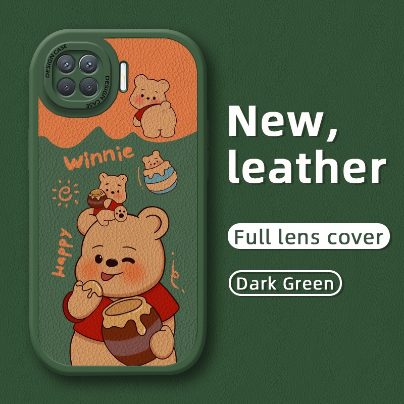 สําหรับ OPPO Reno 4F A93 2020 Reno 4 Lite F17 Pro เคสการ์ตูน หมีพูห์น่ารัก รูปแบบใหม่ เคสโทรศัพท์หนัง กันกระแทก เคสด้านหลัง ซิลิโคน เคสนิ่ม