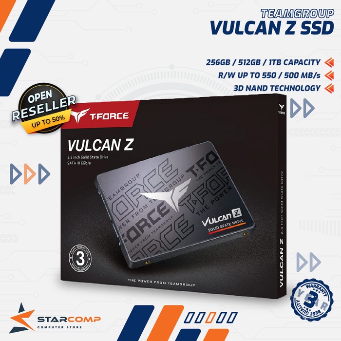 กลุ่มทีม T-Force Vulcan Z 256GB/512GB/1TB SSD SATA 2.5 นิ้ว