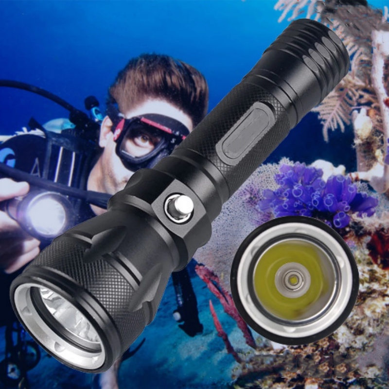 Deep Sea Work Patrol ตกปลา LED ไฟฉายดําน้ําโลหะผสมอลูมิเนียมไฟฉายดําน้ํา