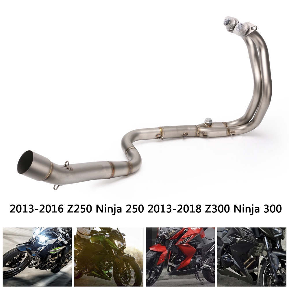 สแตนเลสรถจักรยานยนต์ท่อไอเสียข้อศอกท่อสําหรับ Ninja250 Ninja300 Z250 Z300 ท่อไอเสียด้านหน้า Link ท่อ