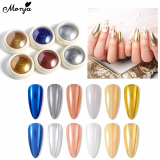 Monja แปรงฟองน้ําเมทัลลิกโครเมี่ยม 7 สี สําหรับตกแต่งเล็บ DIY